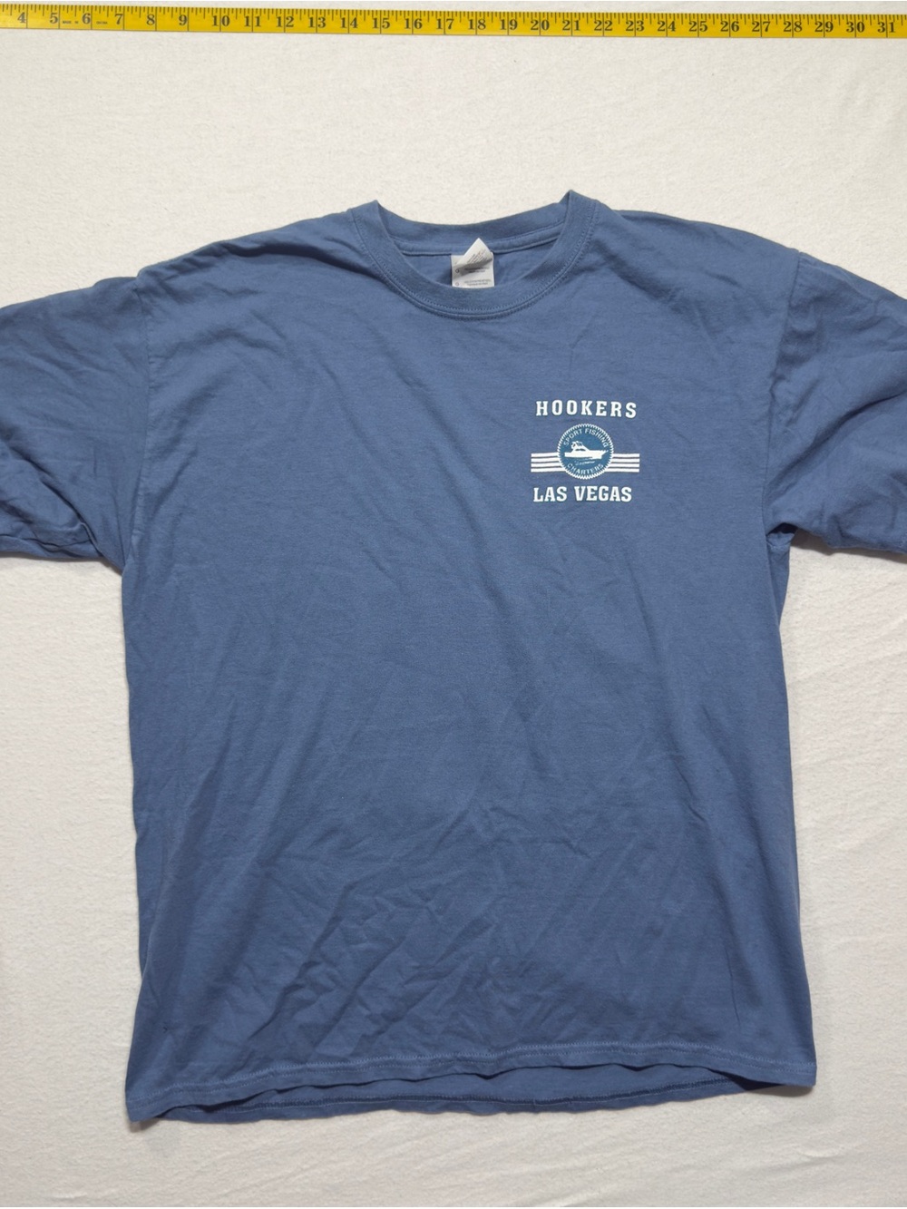Las Vegas hookers comedy graphic Short Sleeve T-Shirt - Blue